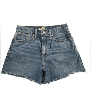 Madewell The Momjean Short 100% Cotton High Rise 5 Pocket Raw Hem Jean Shorts